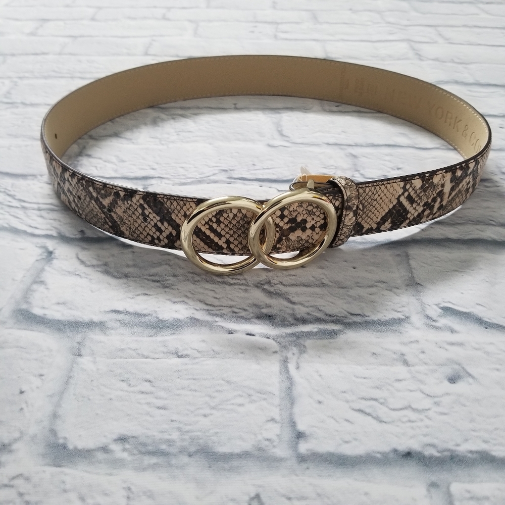 NWT Double O Ring Snakeskin Design Belt - Picture 4 of 5